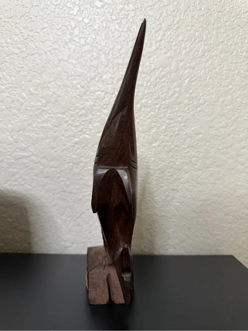 Hand-Carved Brown Wooden Marlin / Sword Fish Decorative Pet Fish Accent